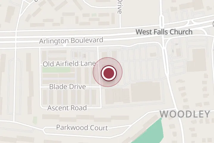 Street map around 7263 Arlington Blvd Ste G, Falls Church, with a pin at Latino Chicken Place
