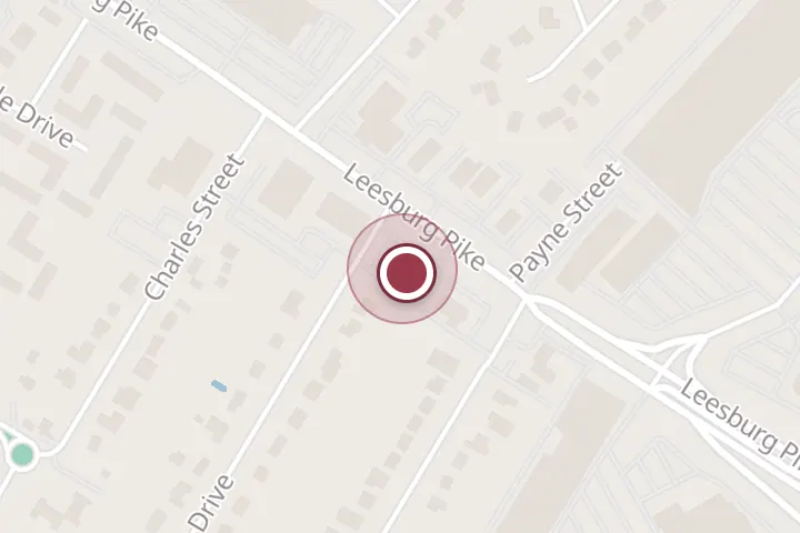 Street map around 5881 Leesburg Pike Ste 402, Falls Church, with a pin at Law Offices of Guillermo Uriarte