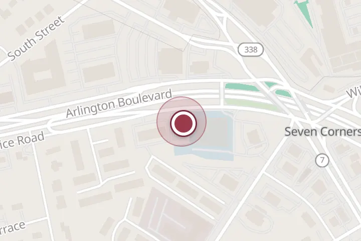 Street map around 6325 Arlington Blvd, Falls Church, with a pin at Legacy Tire Company
