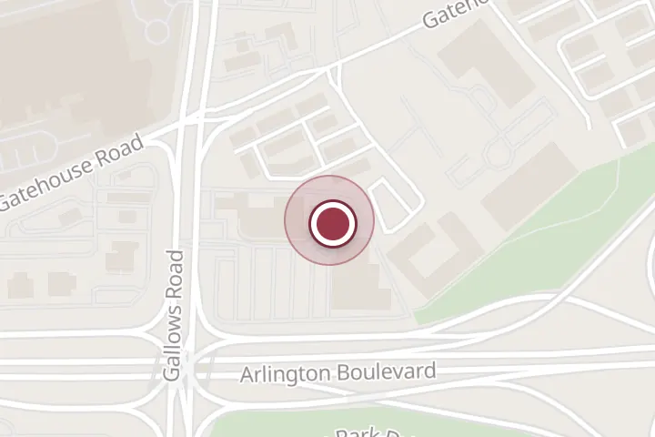 Street map around 8116 Arlington Blvd #330, Falls Church, with a pin at Liberty Run Benefits