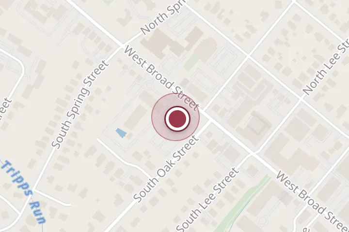 Street map around 803 W Broad St Suite 750, Falls Church, with a pin at Little Ferns Cosmetics