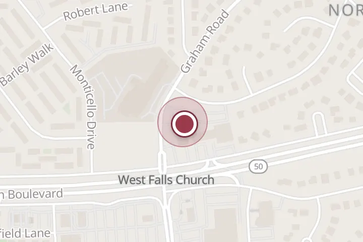 Street map around 3039 Graham Rd, Falls Church, with a pin at Lonchera Mana 3 (Verde)