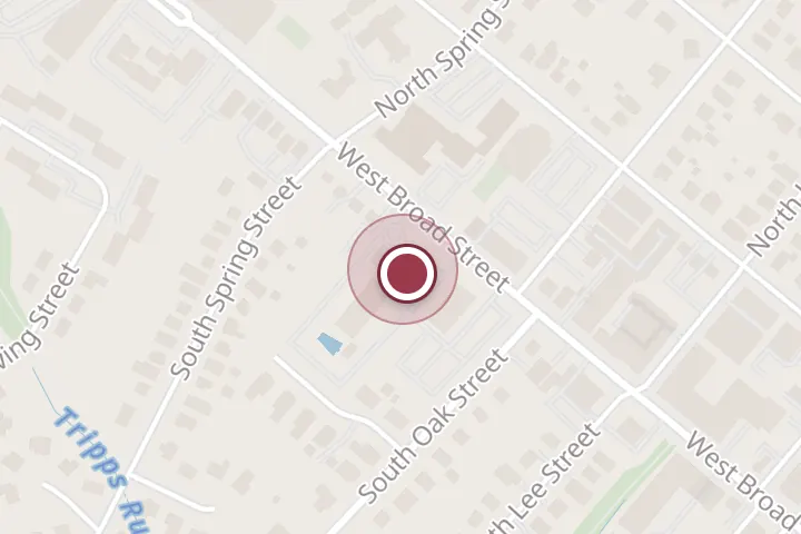 Street map around 809 W Broad St, Falls Church, with a pin at Luzmila's bolivian restaurant