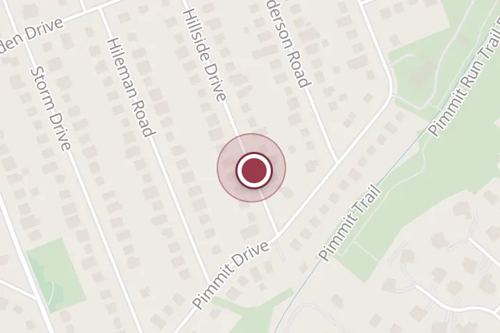 Street map around Hillside Dr, Falls Church, with a pin at Magic Garden Lawn Service