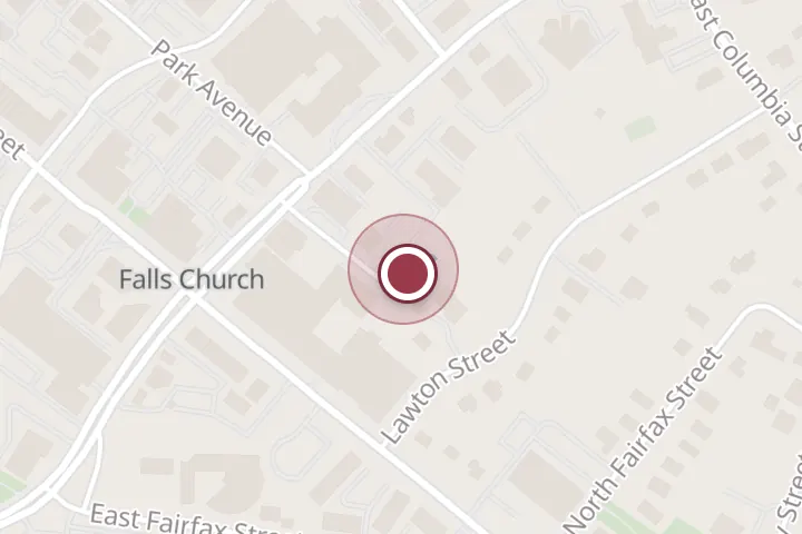 Street map around 111 Park Pl Ste B, Falls Church, with a pin at Make My Day CPA