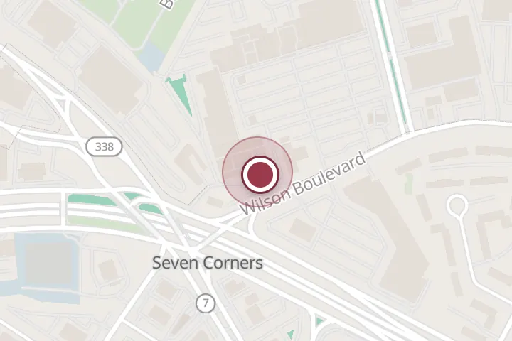 Street map around 6795 Wilson Blvd #1de, Falls Church, with a pin at Mango Mango Dessert