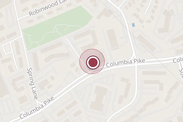 Street map around 5622 Columbia Pike Ste 204, Falls Church, with a pin at Maple Maids