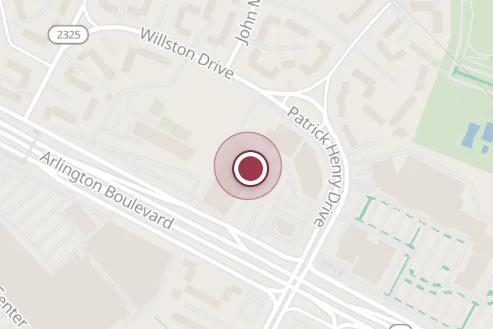 Street map around 6184-a Arlington Blvd, Falls Church, with a pin at Mark’s Duck House