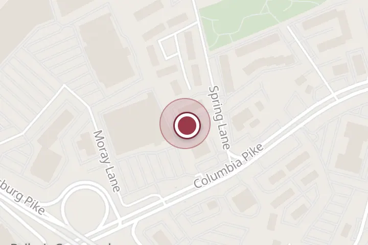 Street map around 3422 Spring Ln, Falls Church, with a pin at Martinez Landscape and Lawn Care