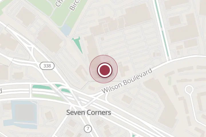 Street map around 6795 Wilson Blvd #33, Falls Church, with a pin at MAXTAXPLAN COM INC