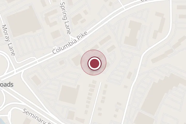 Street map around 5695 Columbia Pike Ste 101, Falls Church, with a pin at MBC services