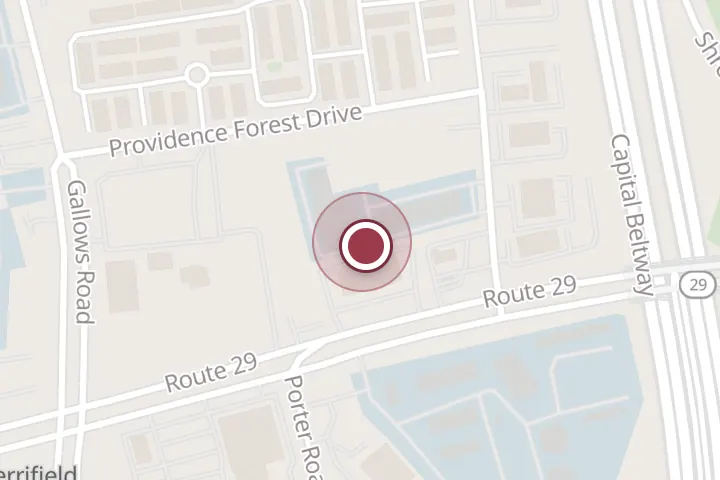 Street map around 2856 Hartland Rd, Falls Church, with a pin at Merrifield Auto