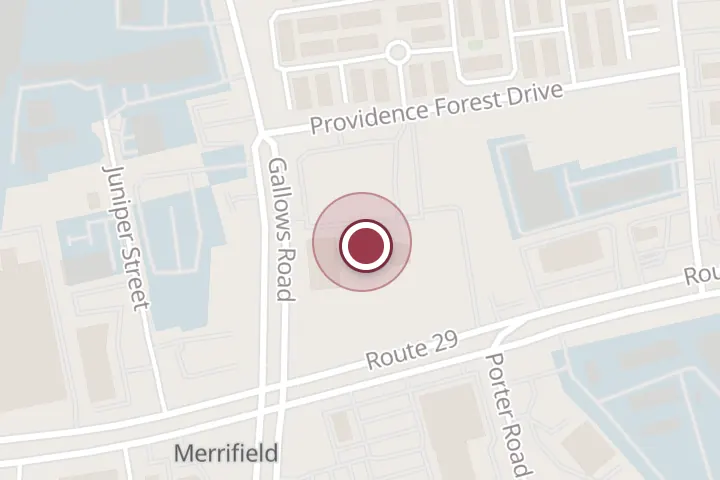 Street map around 8132 US-29, Falls Church, with a pin at Merrifield Garden Center