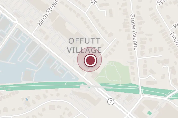 Street map around 105 Falls Ave, Falls Church, with a pin at Mr. Tire Auto Service Centers
