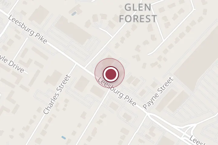 Street map around 5884 Leesburg Pike, Falls Church, with a pin at Namak Mandi
