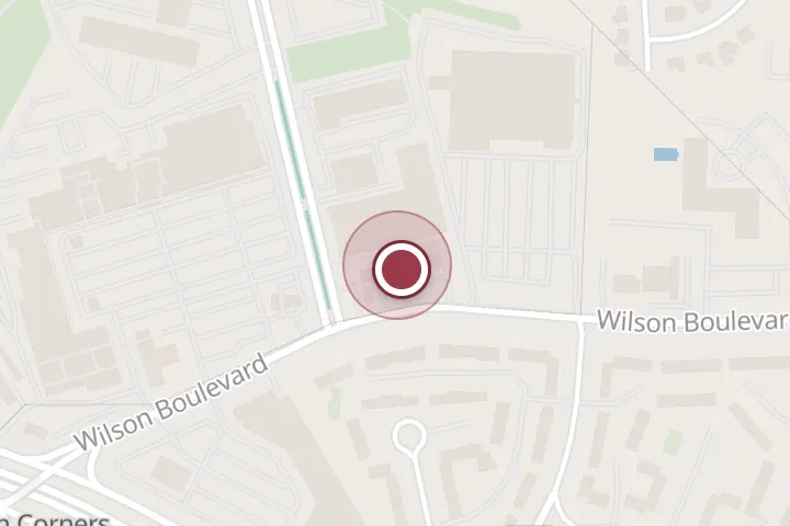 Street map around 6619 Wilson Blvd, Falls Church, with a pin at New Moon Restaurante