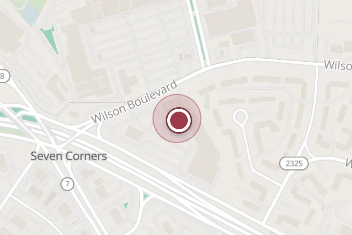Street map around 6286B Arlington Blvd, Falls Church, with a pin at Nothing Bundt Cakes