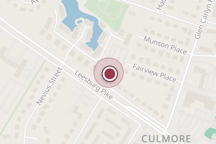 Street map around 6066 VA-7 #822, Falls Church, with a pin at NOVA Green Energy LLC