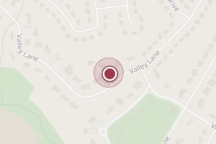 Street map around 3208 Valley Ln, Falls Church, with a pin at Oakton Quality Services Co.