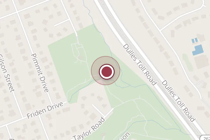 Street map around 1840 Olney Rd, Falls Church, with a pin at Olney Park