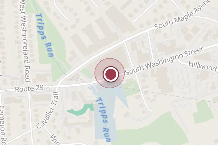 Street map around 510 S Washington St, Falls Church, with a pin at Orangetheory Fitness