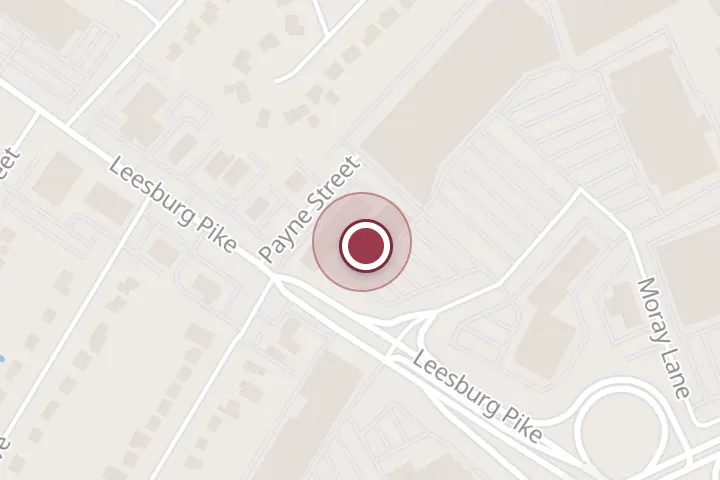Street map around 5874 Crossroads Center Way, Falls Church, with a pin at Paisano's Pizza