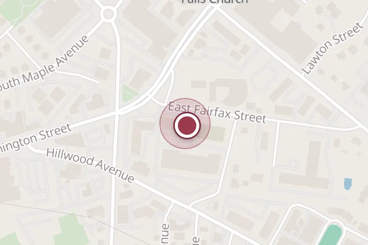 Street map around 114 E Fairfax St, Falls Church, with a pin at Panjshir Restaurant