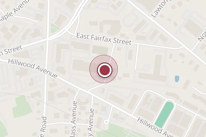 Street map around 169 Hillwood Ave, Falls Church, with a pin at Paris Baguette