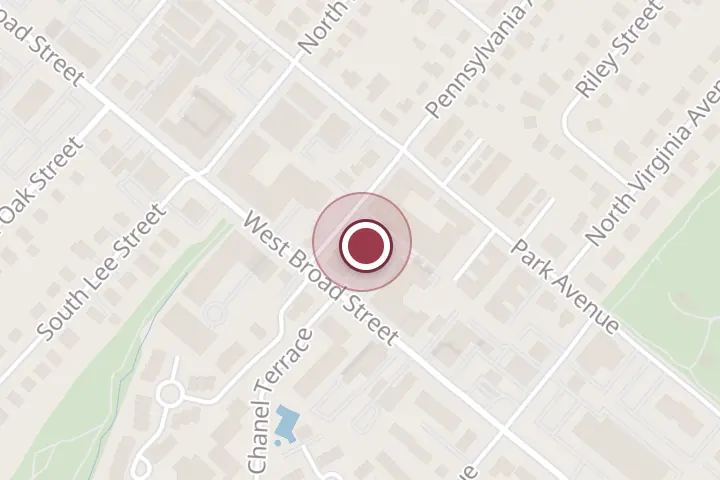 Street map around 450 W Broad St, Falls Church, with a pin at Paul Dellauniversita: Allstate Insurance
