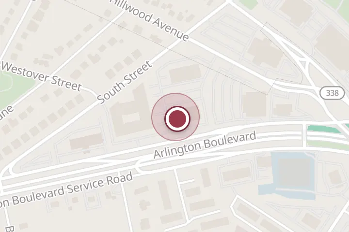 Street map around 6400 Arlington Blvd, Falls Church, with a pin at Pennies From Heaven