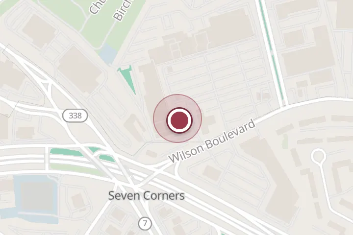 Street map around 6795 Wilson Blvd # 7, Falls Church, with a pin at Pho 89