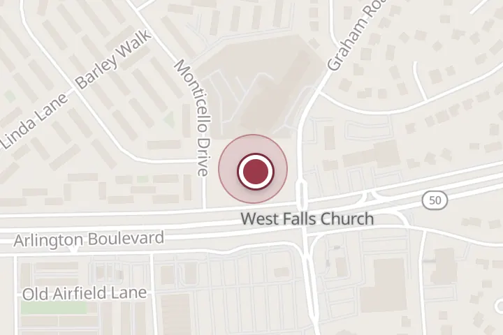 Street map around 7246 Arlington Blvd, Falls Church, with a pin at Pho Golden Cow