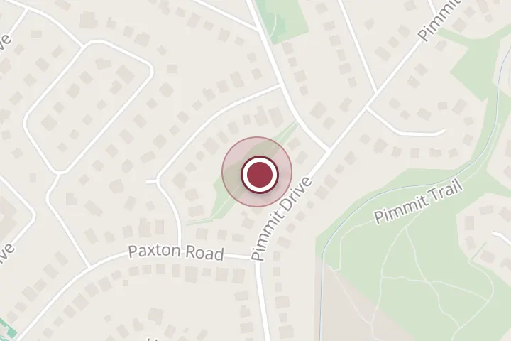 Street map around 1840 Olney Rd, Falls Church, with a pin at Pimmit Hills Park