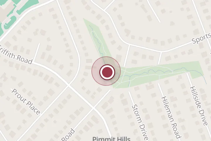 Street map around 1916 Leonard Rd, Falls Church, with a pin at Pimmit park trail