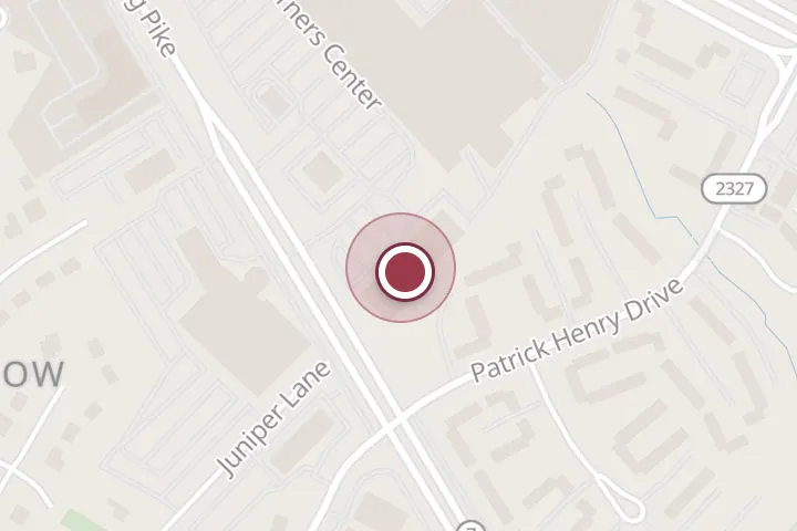 Street map around 6379 Seven Corners Center, Falls Church, with a pin at Pizza Hut