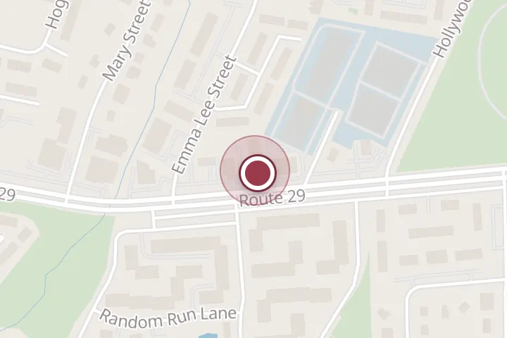 Street map around 7642 US-29, Falls Church, with a pin at Pizza Hut