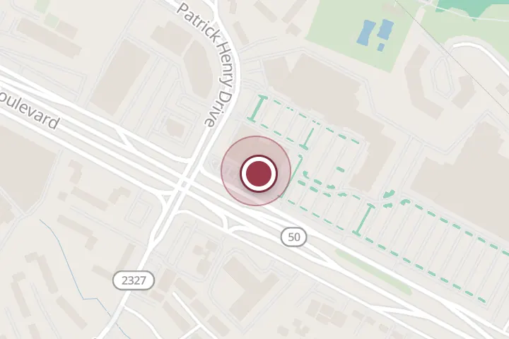 Street map around 6134 Arlington Blvd, Falls Church, with a pin at Popeyes Louisiana Kitchen