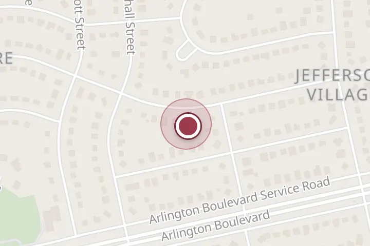 Street map around 6905 Jefferson Ave, Falls Church, with a pin at Potomac Lawn Professionals