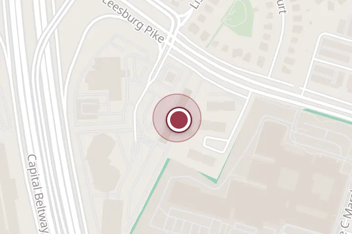 Street map around 7777 Leesburg Pike #303n, Falls Church, with a pin at Pronto Buys