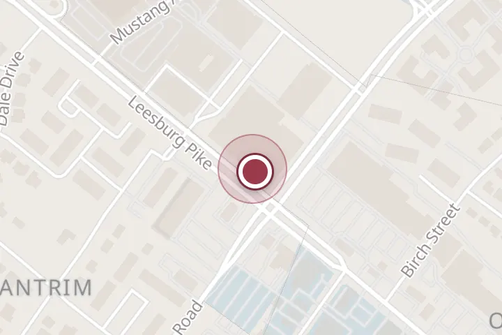 Street map around 7136 Leesburg Pike Ste 121, Falls Church, with a pin at Prospr Skin & Lash Artistry