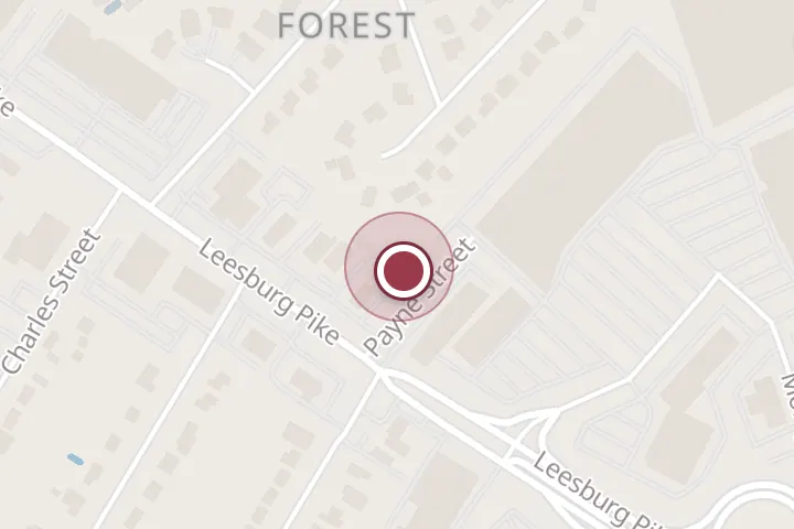 Street map around 3400 Payne St, Falls Church, with a pin at Qamaria Coffee Truck