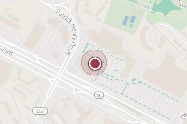 Street map around 6136 F Arlington Blvd, Falls Church, with a pin at Quickway Japanese Hibachi