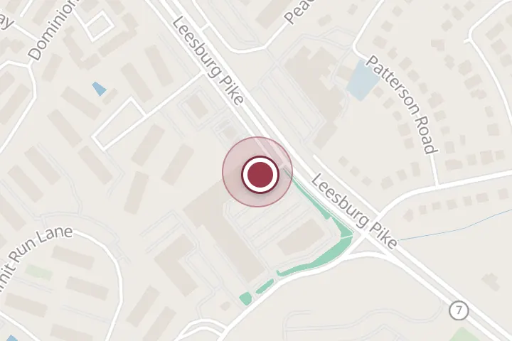 Street map around 7511 Leesburg Pike L # L, Falls Church, with a pin at Quickway Japanese Hibachi