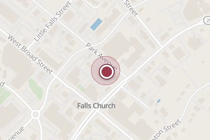 Street map around 109 Park Ave Ste B, Falls Church, with a pin at Remake Remodel