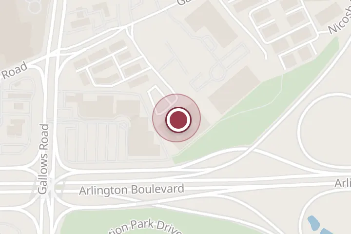 Street map around 8125 Gatehouse Rd, Falls Church, with a pin at Residence Inn by Marriott Fairfax Merrifield