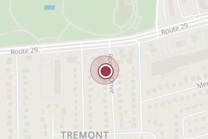 Street map around 2844 Rogers Dr, Falls Church, with a pin at Rey roofing services