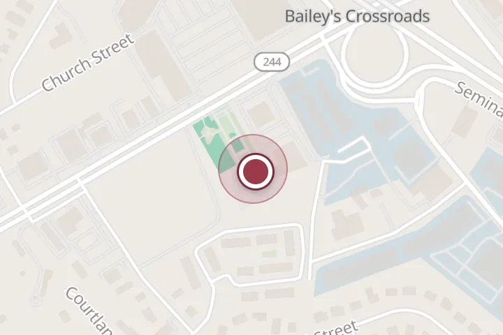 Street map around 5827 Columbia Pike #513, Falls Church, with a pin at Riad Accounting & Translation