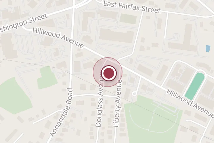 Street map around 200 Hillwood Ave, Falls Church, with a pin at Richard's Heating & Air Conditioning