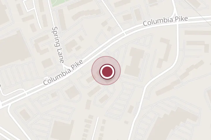 Street map around 5657 Columbia Pike Ste 101, Falls Church, with a pin at Rodriguez Legal, PLC