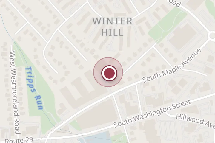 Street map around 400 S Maple Ave STE 210, Falls Church, with a pin at Roger J Mc Clure Law Offices